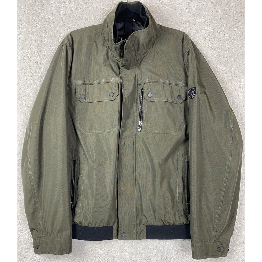 Calvin Klein Bomber Jacket Men's Large Olive Green Water Resistant Softshell